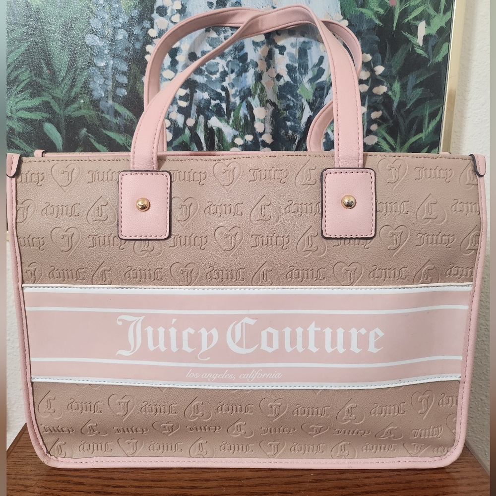 Beautiful Like NEW, Juicy Couture Tan and Pink Tote Bag. ONLY WORN ONCE,NO FLAWS